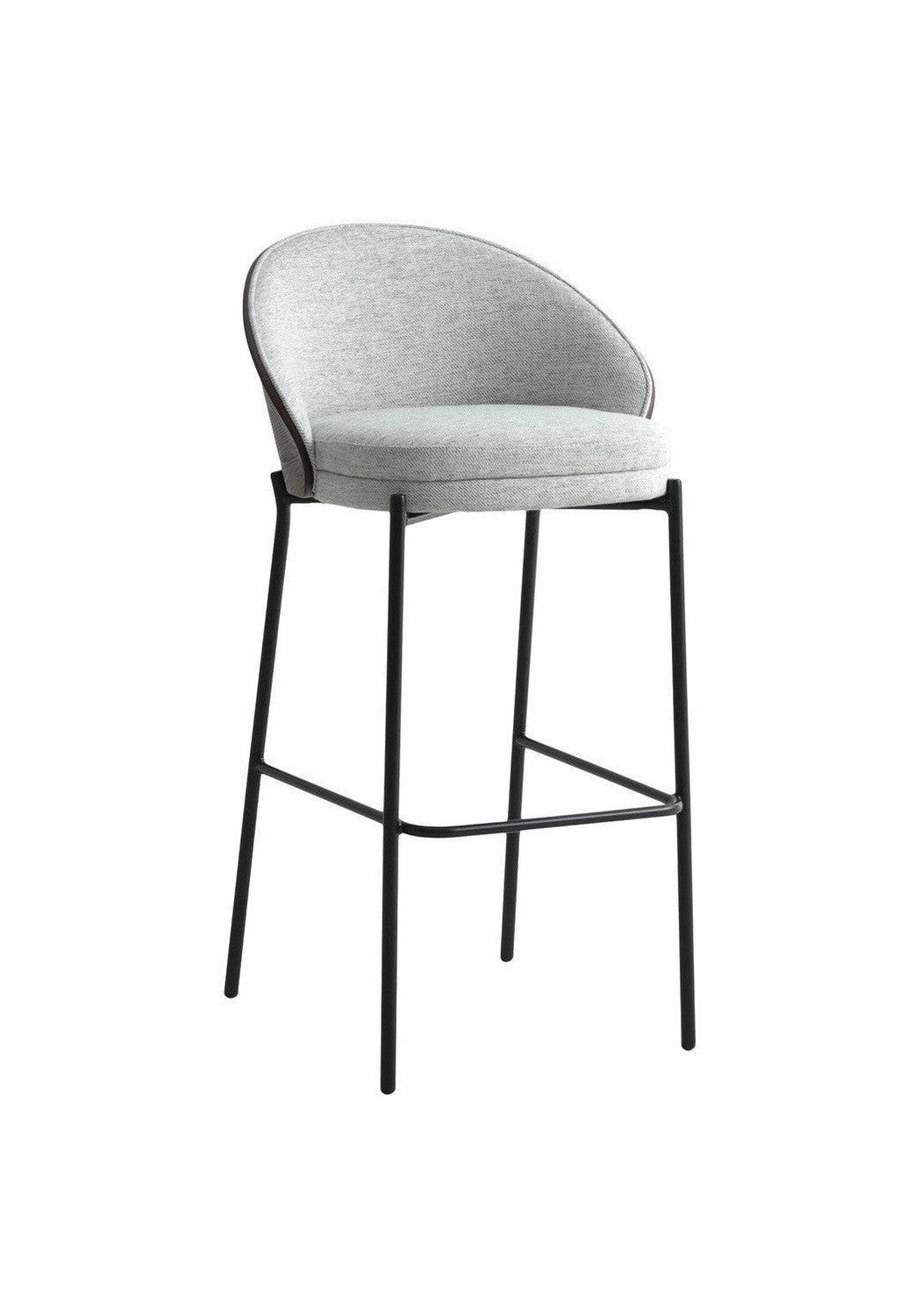 House Nordic Canelas Bar Chair In Light Grey, With Dark Brown Back And Black Legs, Hn1276