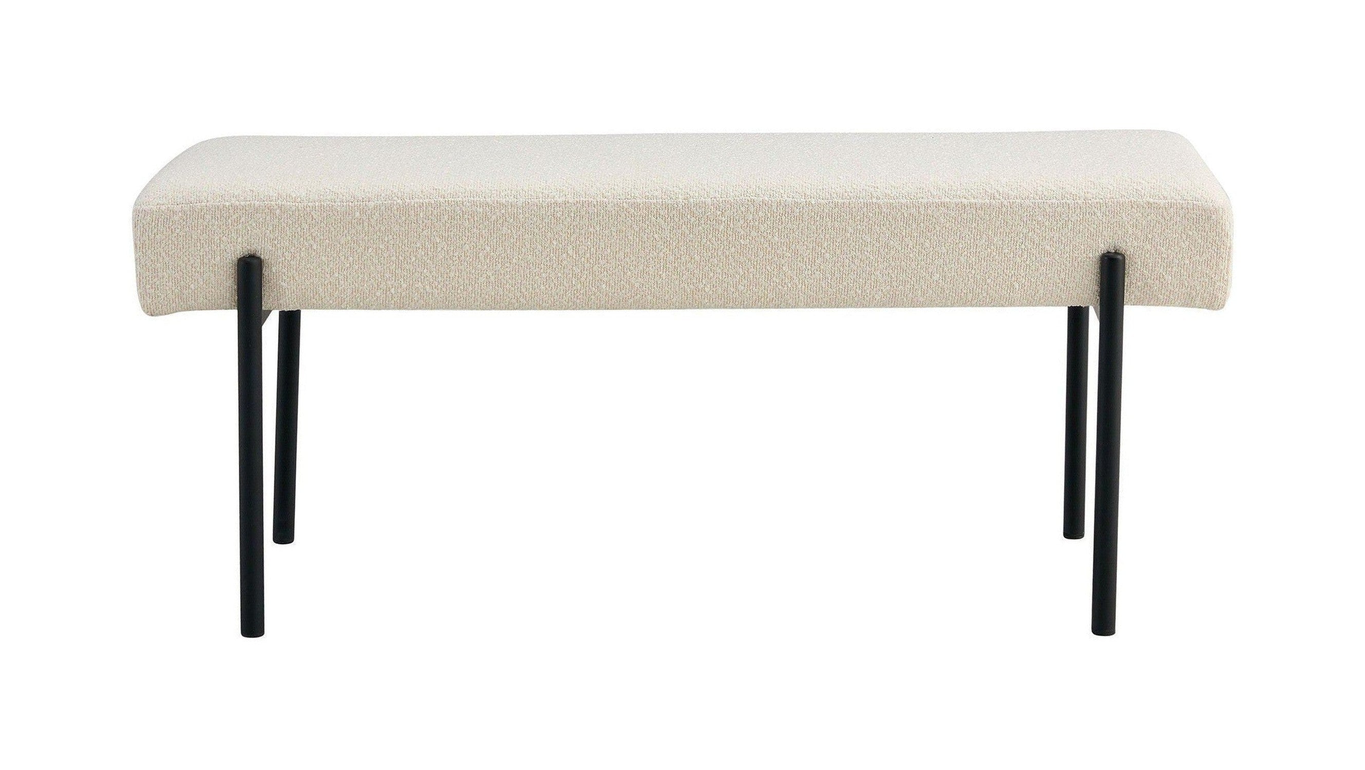 House Nordic Swindon Bench, Bouclé, White With Black Legs, 100x36x42,5 Cm, Hn1232