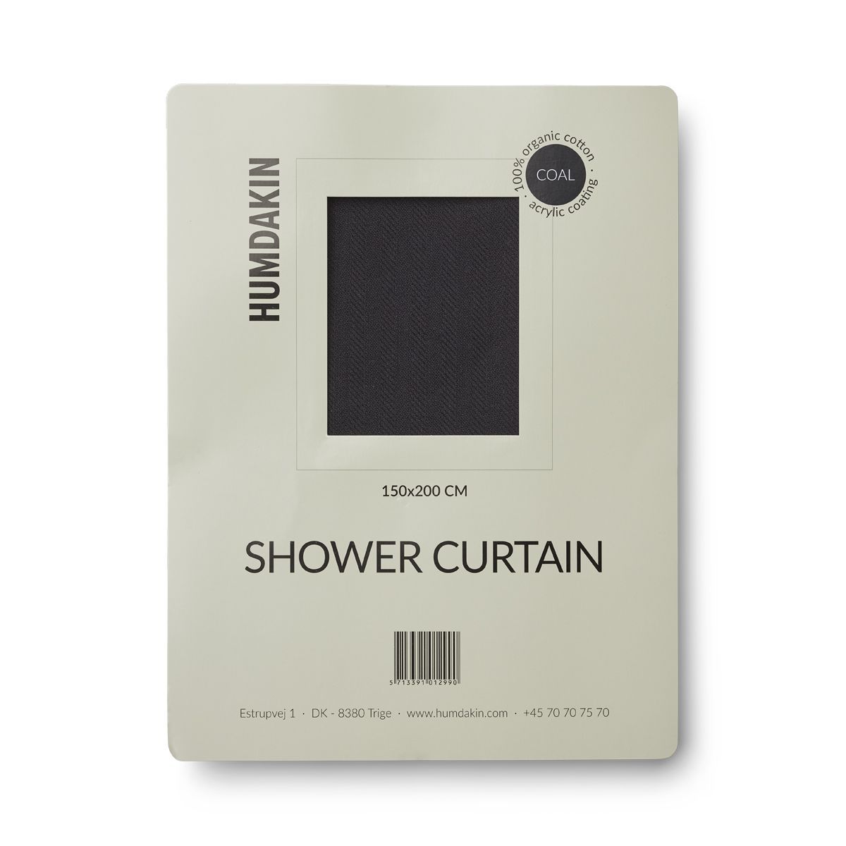 Humdakin Rideau de douche en coton biologique, charbon