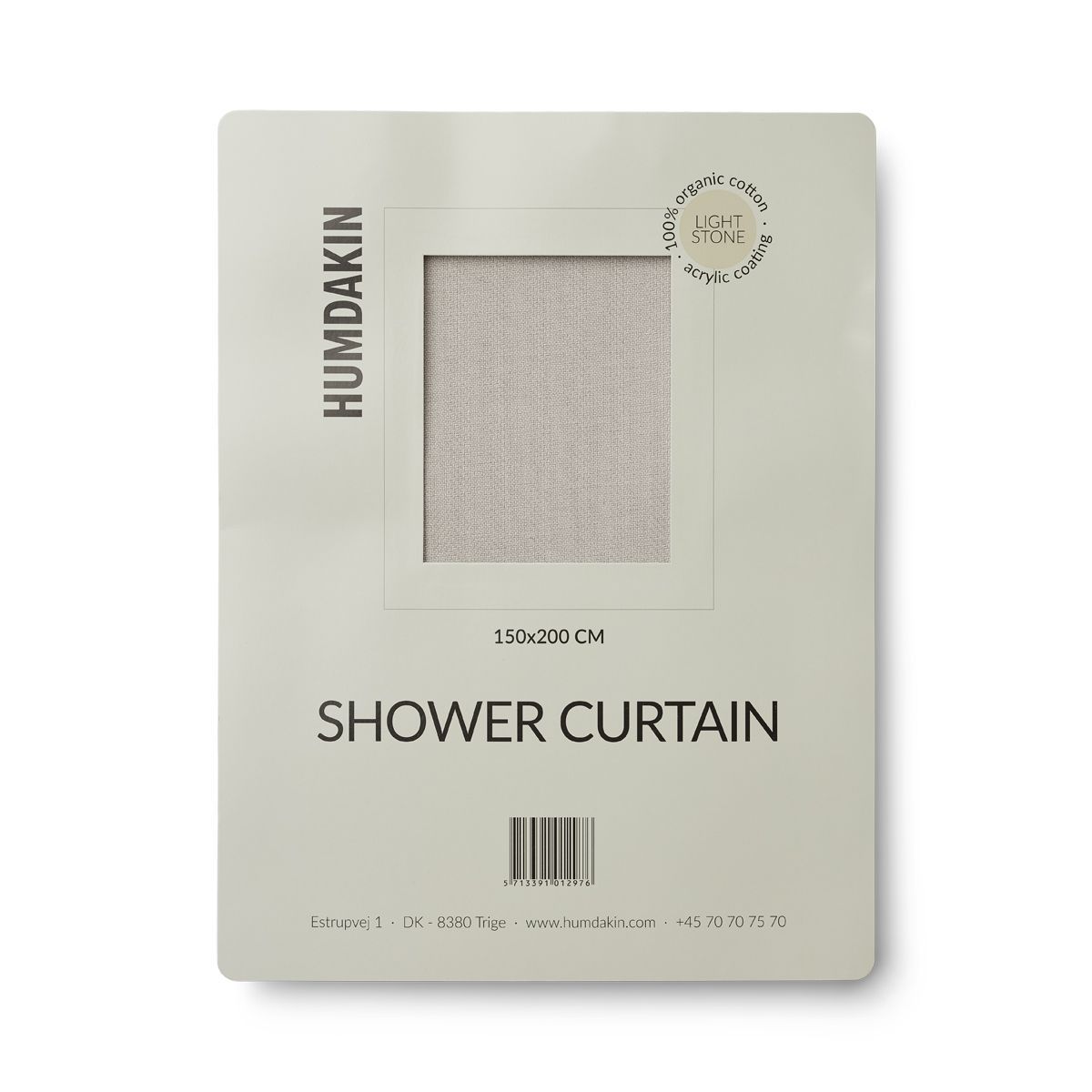 Humdakin Shower Curtain Made Of Organic Cotton, Light Stone
