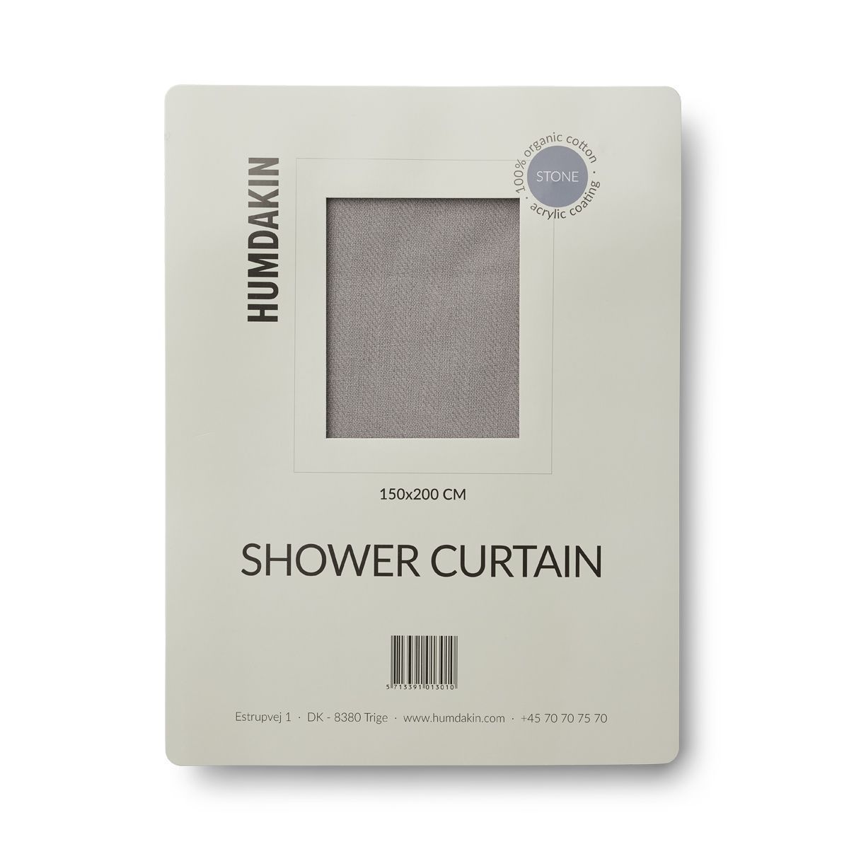 Humdakin Shower Curtain Made Of Organic Cotton, Stone