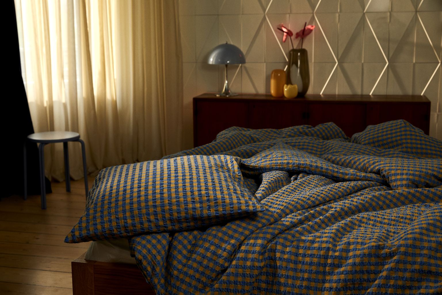 [product_category]-Juna Bæk&Bølge Bed Linen 140 X220 Cm, Blue/Ochre-Juna-5713397360453-636045-JUN-5