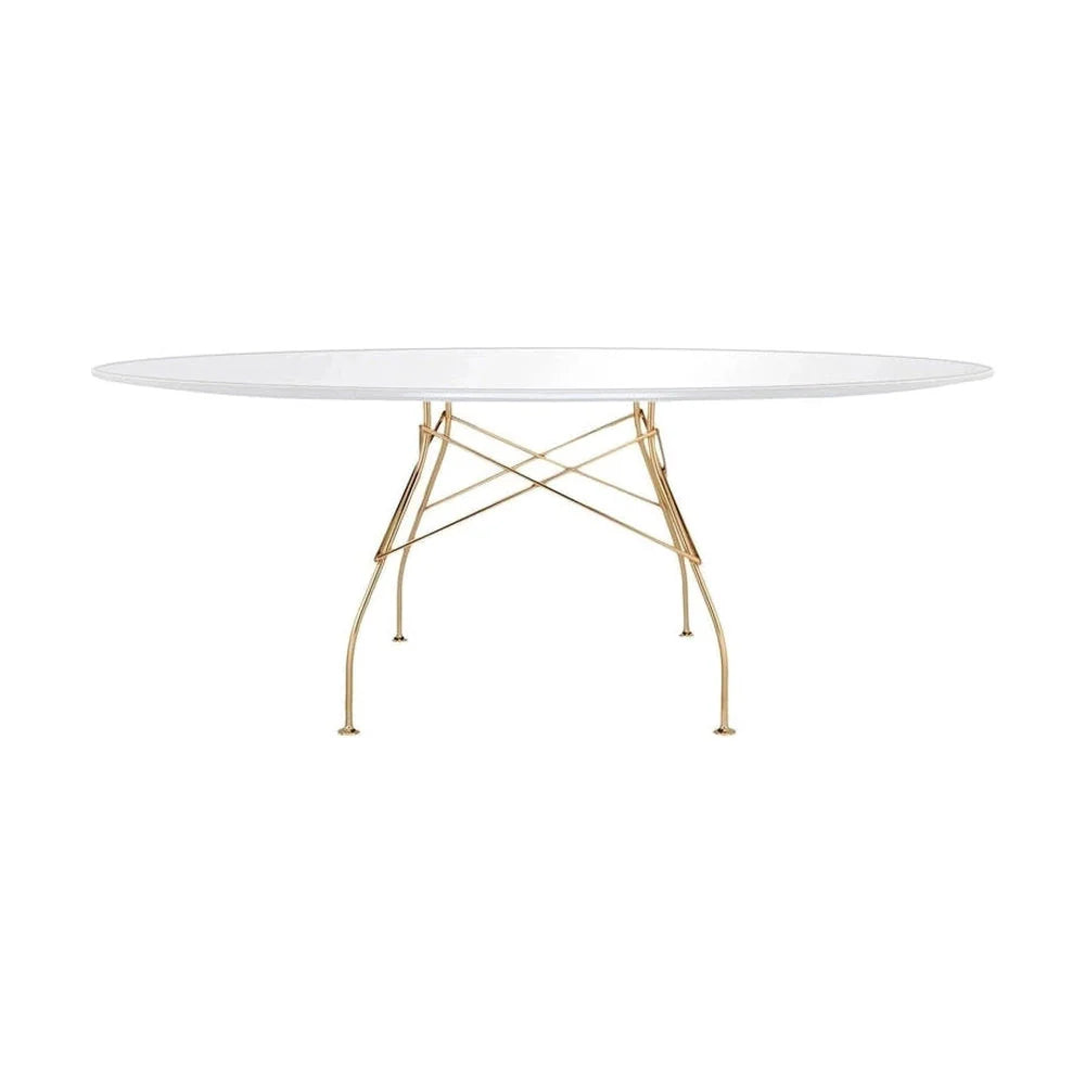 [product_category]-Kartell Glossy Table Oval Glass, Gold/White-Kartell-8058967225129-0457903-KAR-1