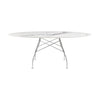 Table brillante kartell marbre ovale, chromé / blanc