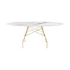 Table brillante kartell marbre ovale, or / blanc