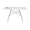 Kartell blank bord firkantet marmor, krom/hvid