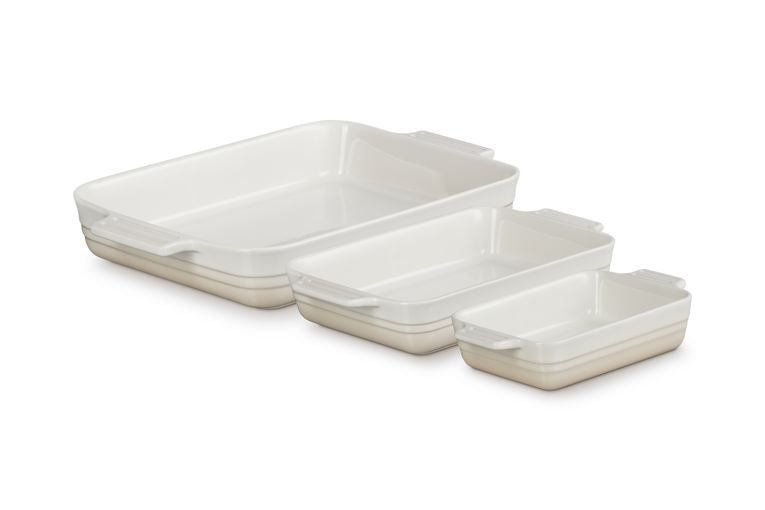 [product_category]-Le Creuset Set Of 3 Classic Rectangular Dishes, Meringue-Le Creuset-0843251175383-79161007160080-LEC-1