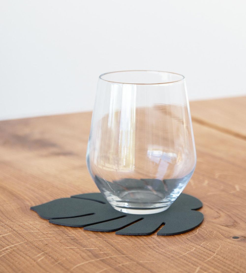 [product_category]-Lind Dna Leaf Glass Coaster Nupo Leather, Dark Green-Lind DNA-5711905518273-989965-LIN-2