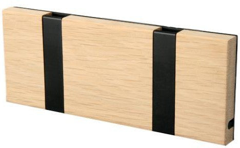 Loca Knax Horizontal Coat Rack 2 ganchos, roble limitado/negro