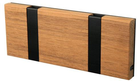 Loca Knax horizontale kaderrek 2 haken, teak geolied/zwart