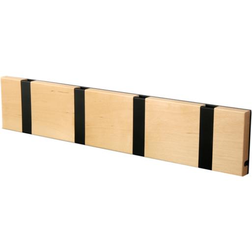 Loca Knax Horizontal Coat Rack 4 Hooks, Birch Oiled/Black