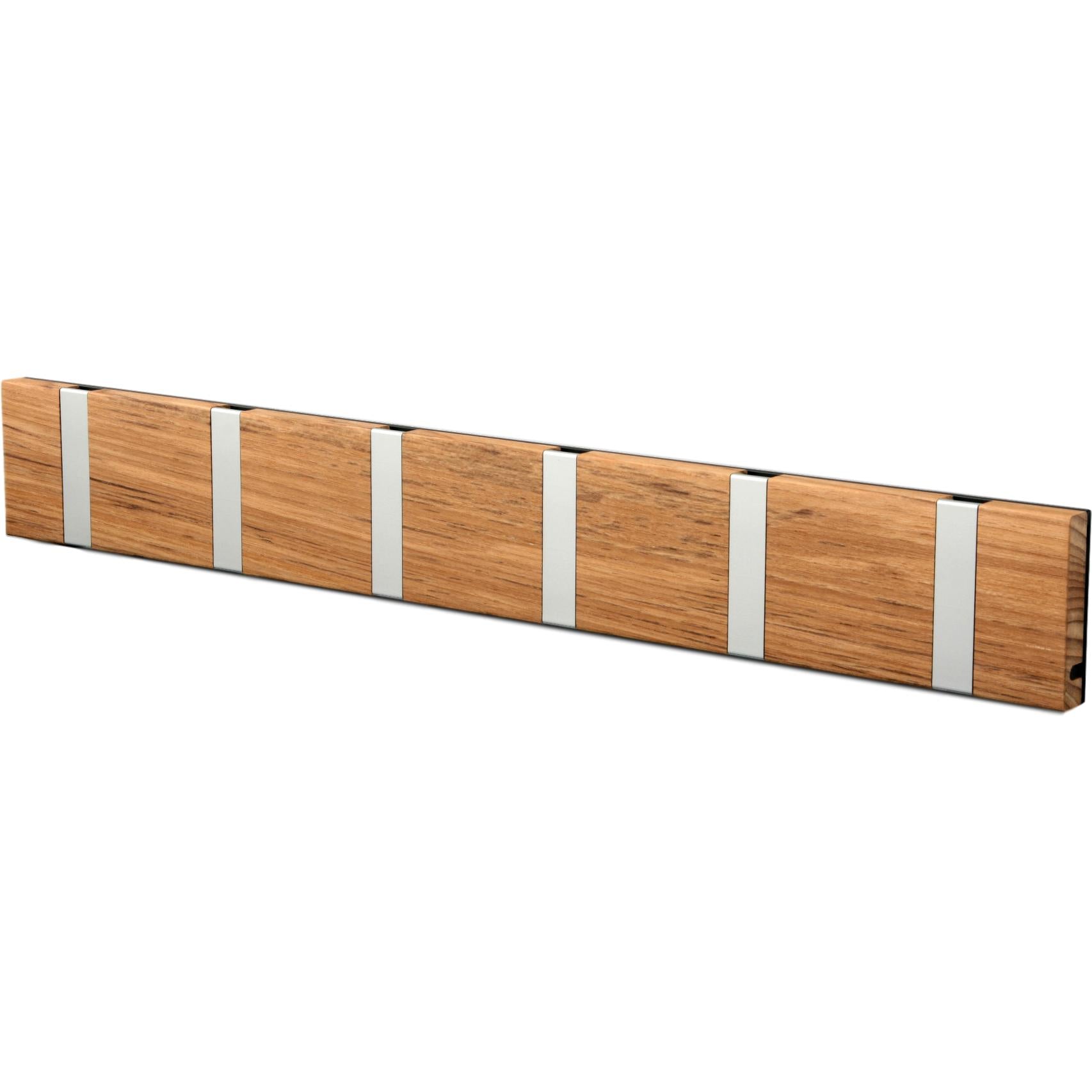 Loca Knax Horizontal Coat Rack 6 ganchos, teca no tratada/gris