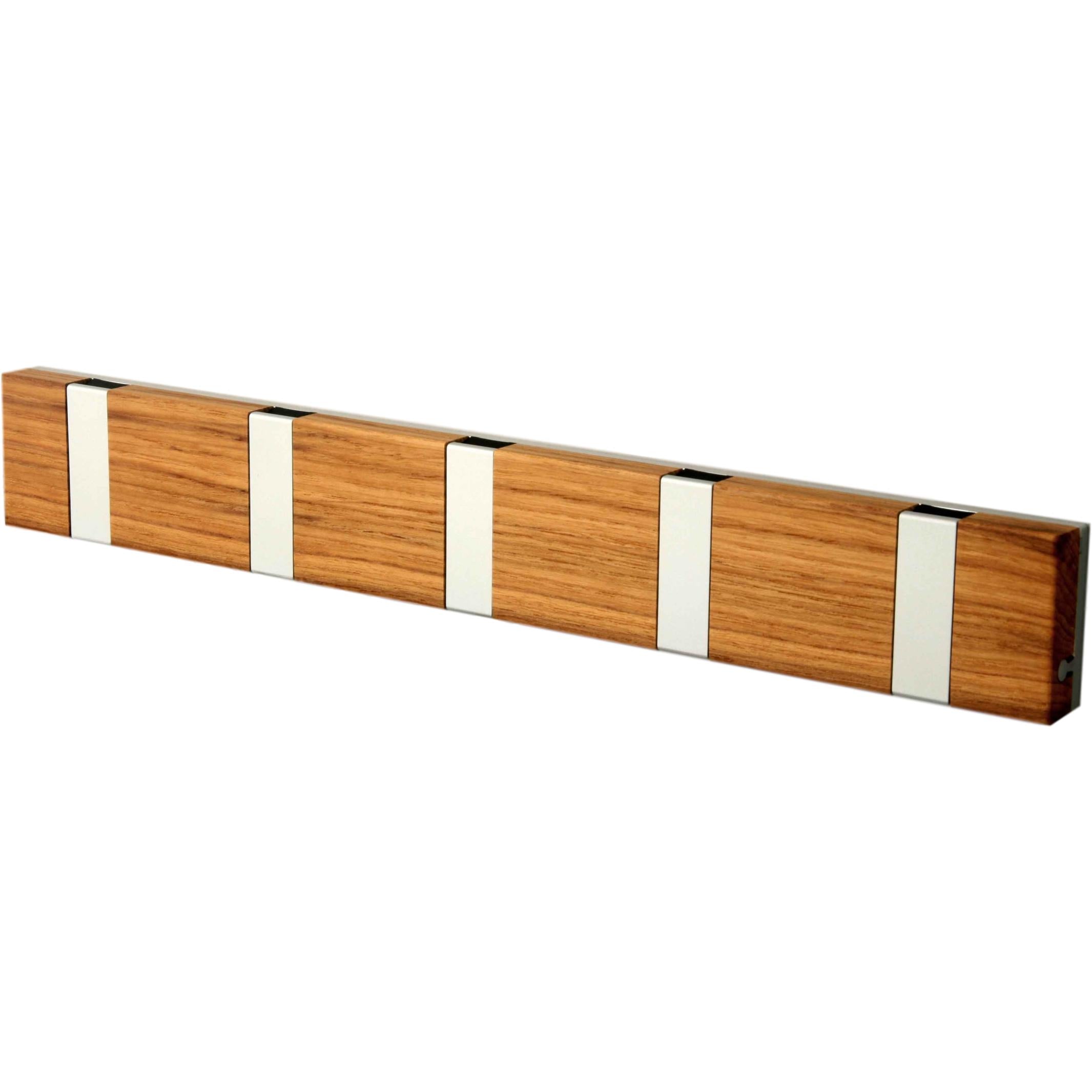 Loca Knax Lite Horizontal Coat Rack 5 Hooks, Teak Oiled/Grey