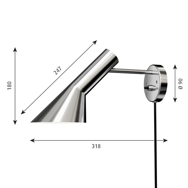 Louis Poulsen Lampe murale AJ, acier inoxydable