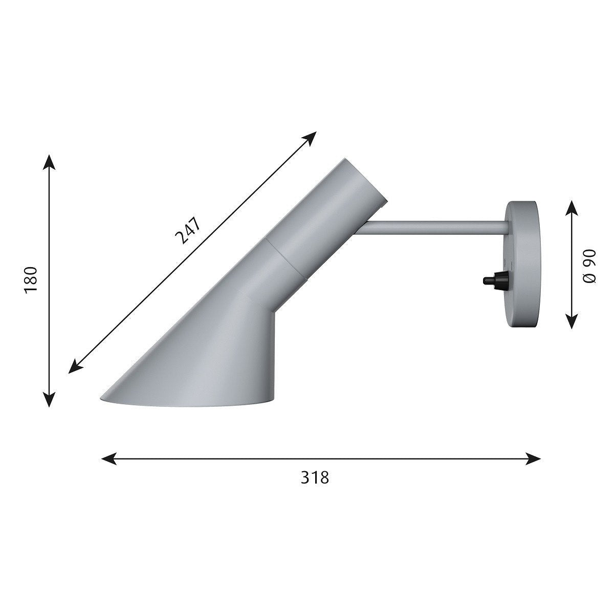 Louis Poulsen Aj Wall Lamp V3, Light Grey