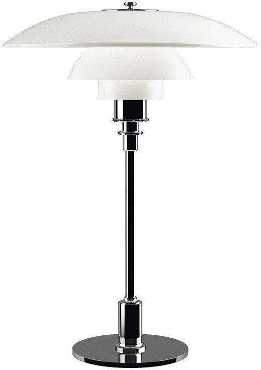 Louis Poulsen Ph 3 1/2 2 1/2 Glass Table Lamp High Gloss Chrome Plated