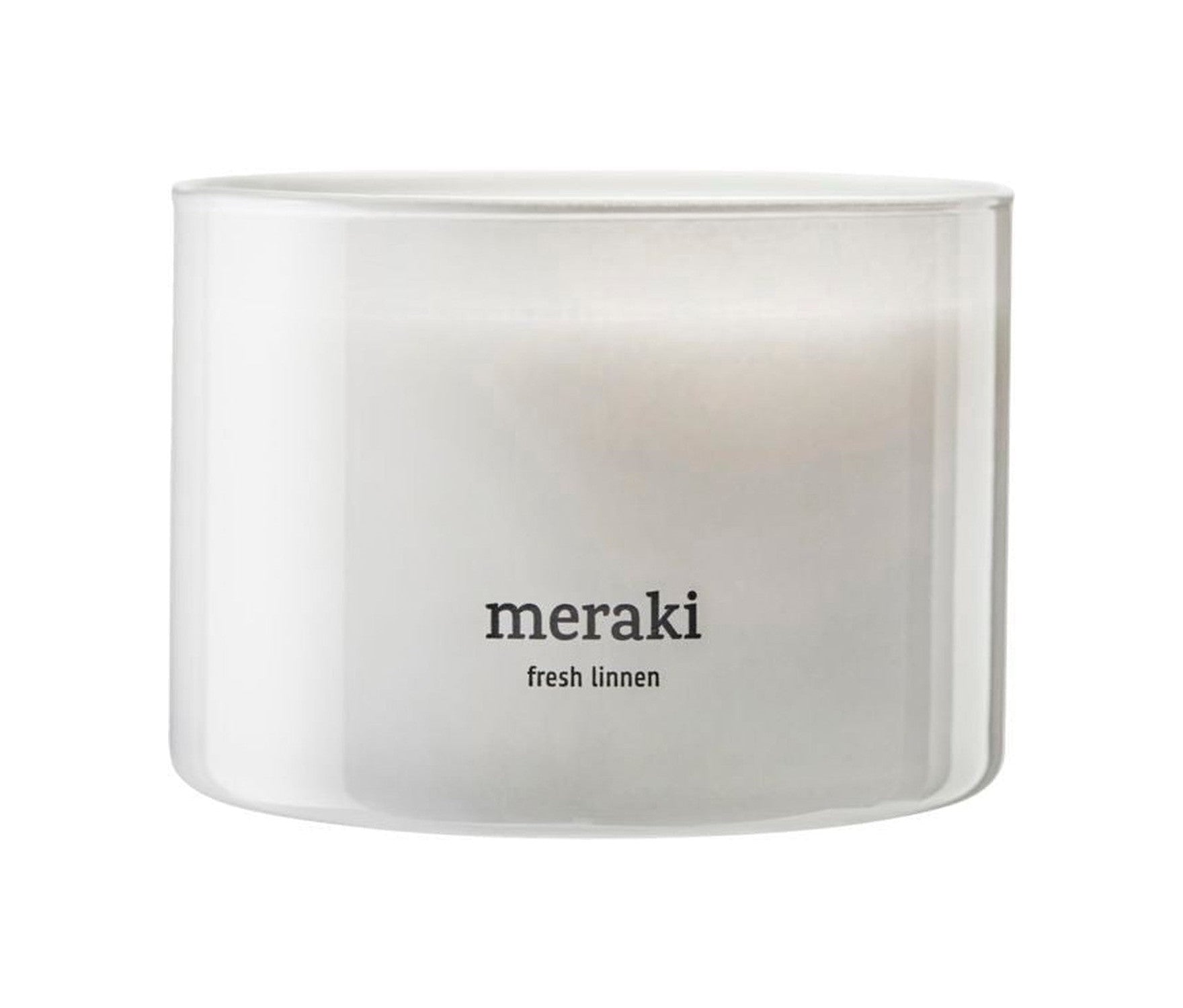 梅拉基（Meraki）散发着蜡烛，新鲜的亚麻布