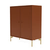 Cabinet de couverture du Montana avec des jambes, noisette / laiton