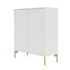 Cabinet de couverture du Montana avec des jambes, blanc / laiton