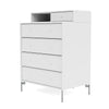 Montana Keep Chest Of Drawers With Legs, Snow White/Matt Chrome