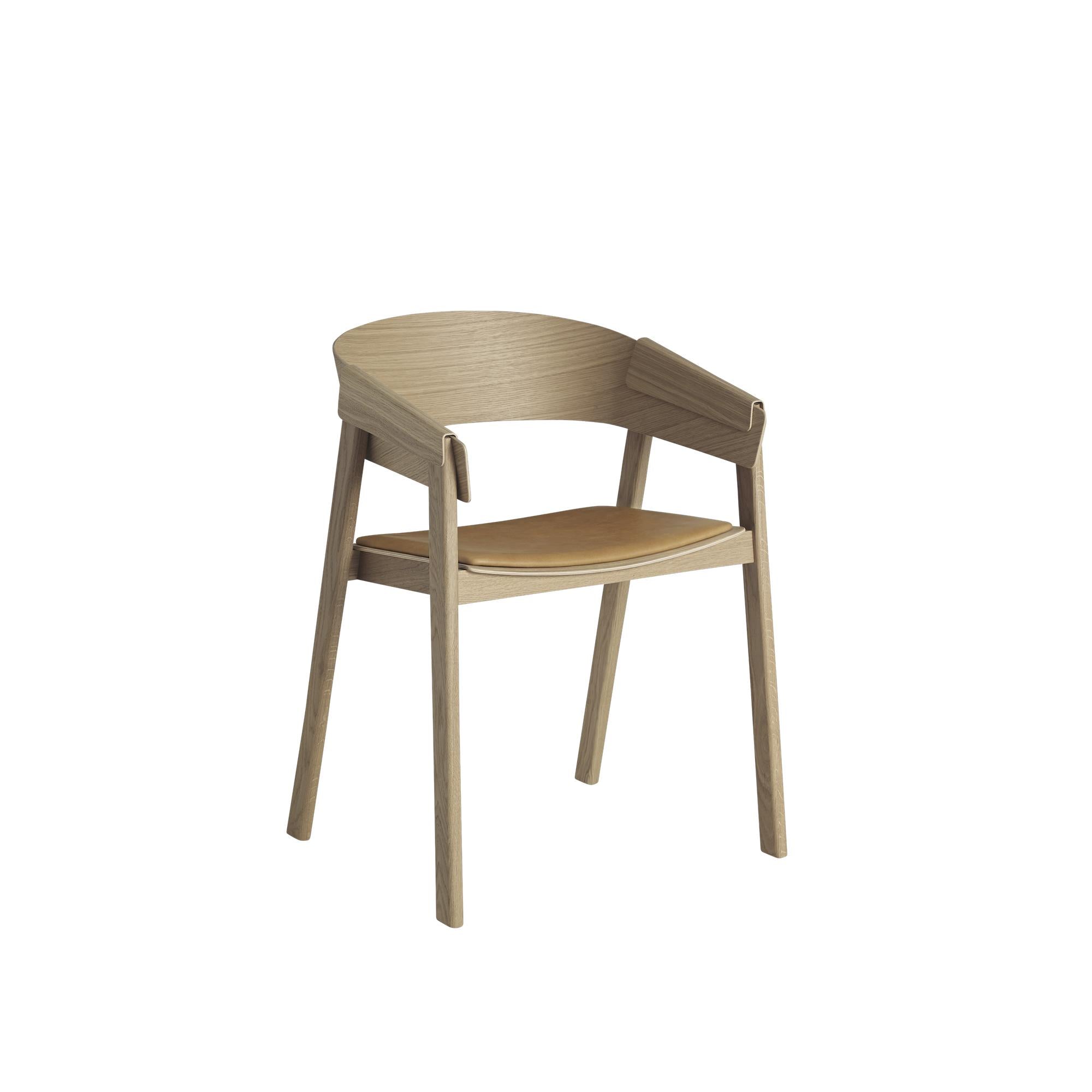 Muuto Cover stoel eiken lederen stoel, eiken cognac leer