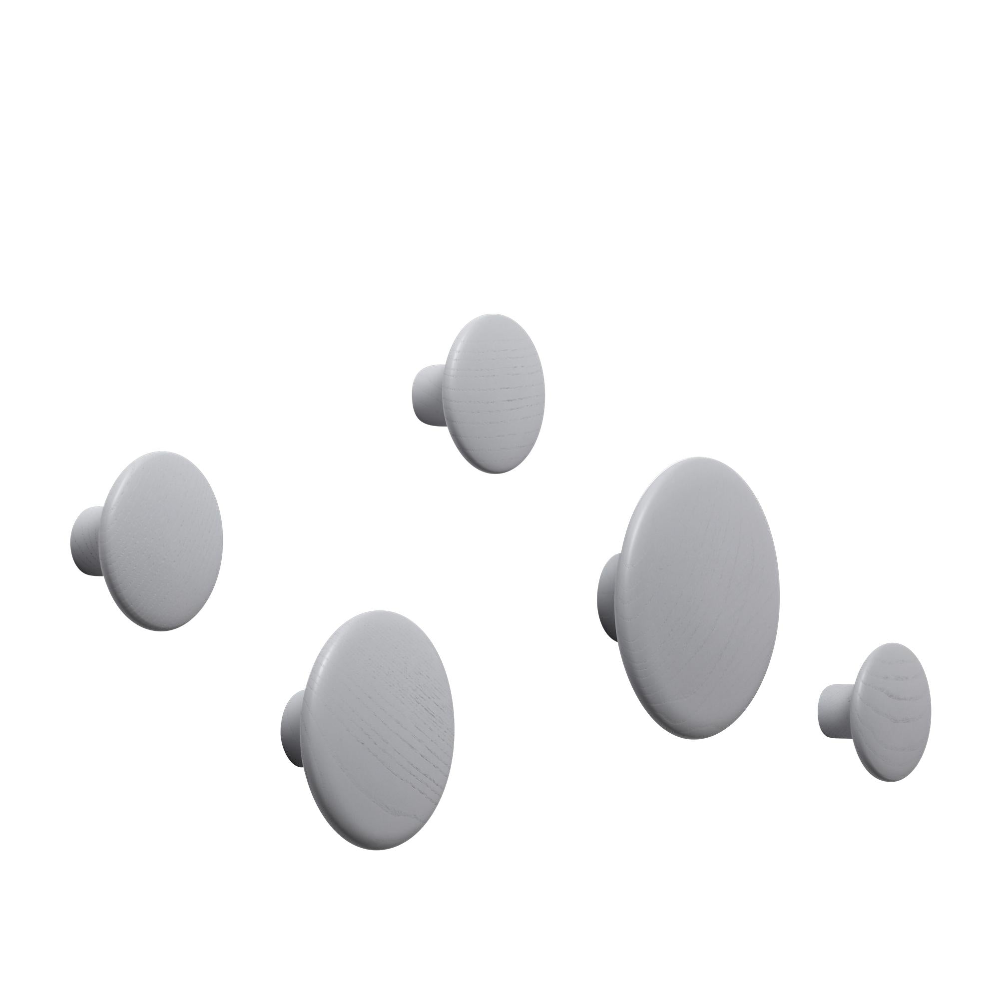 Muuto The Dots Hook Set Of 5 Wood, Grey