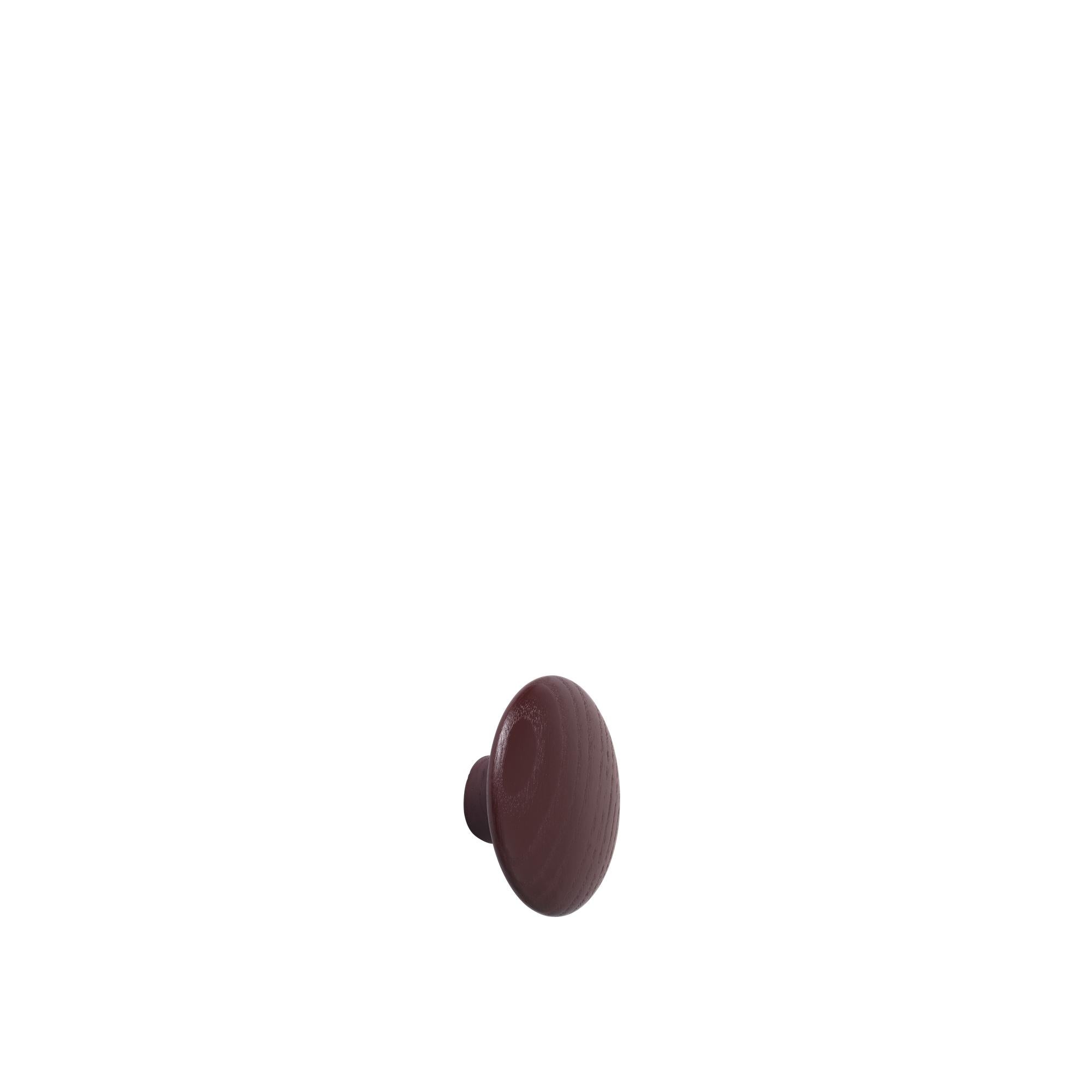 Muuto Dots Hook Wood Burgundy Wood Ø 6,5 cm, viininpunainen