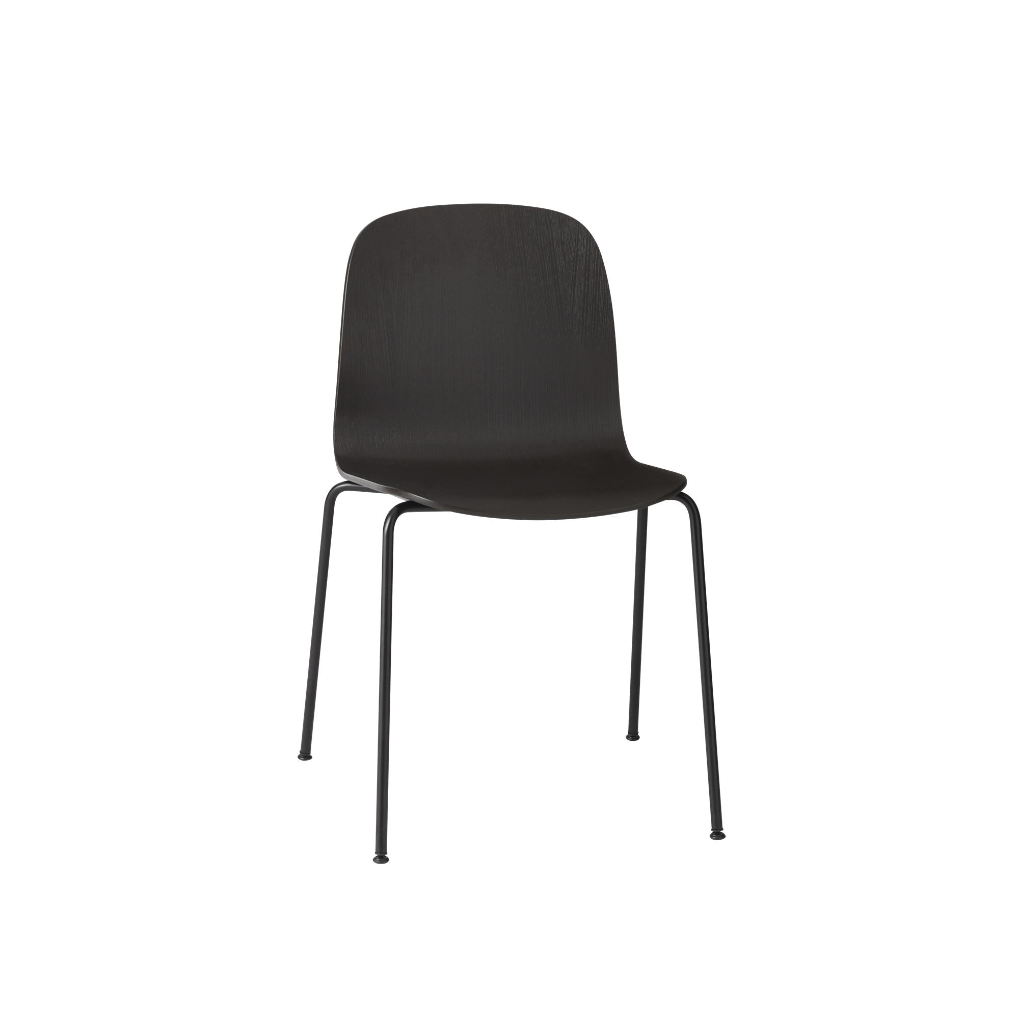 Muuto Base de tube de chaise visu, siège en bois, noir