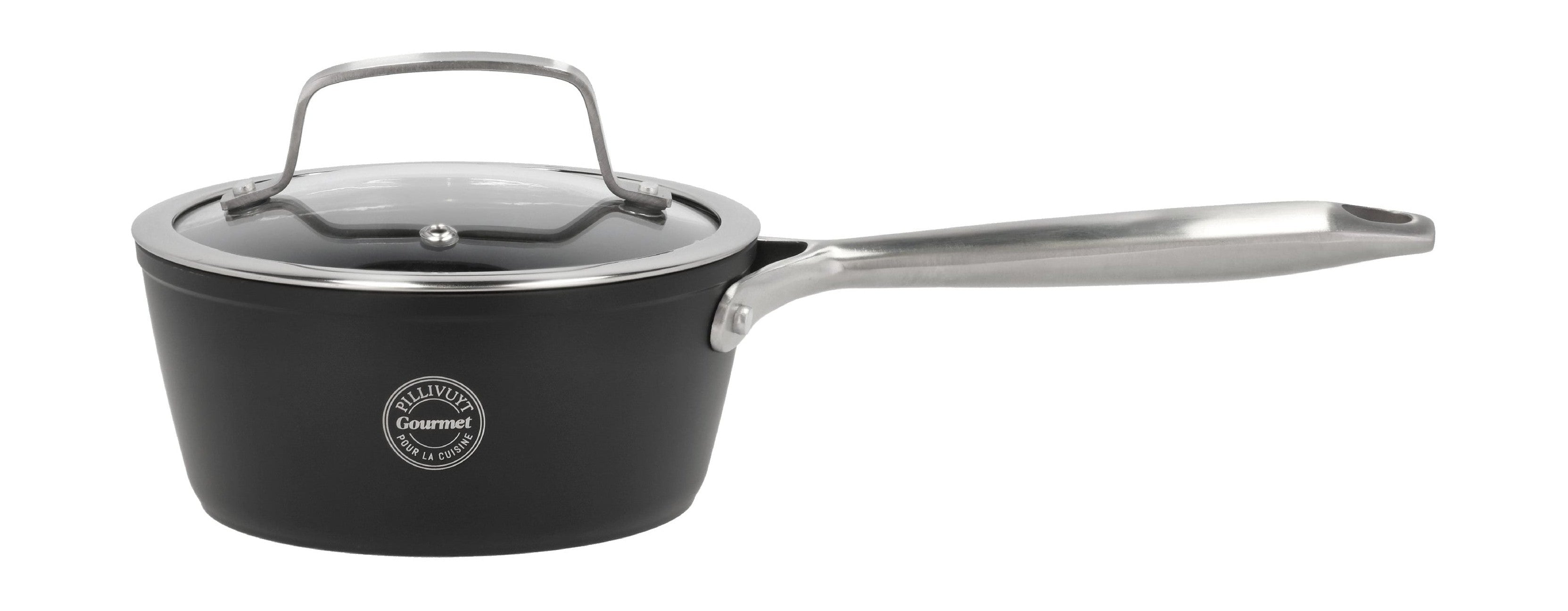 [product_category]-Pillivuyt Gourmet Travo Saucepan With Glass Lid ø16 Cm 1,3 Liter Black-Pillivuyt Gourmet-5722000306078-30607-PIL-1