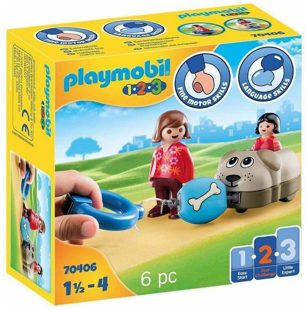 Playset Playmobil 1.2.3 Dog drenge 70406 (6 stk)