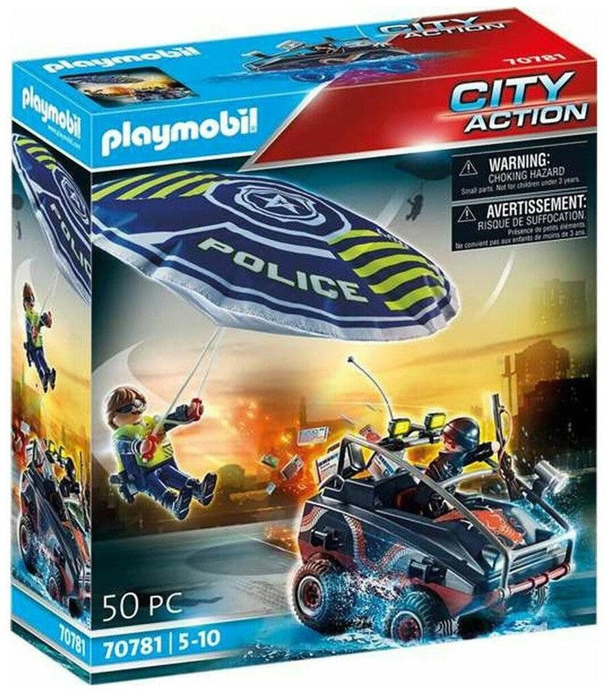 Playset Playmobil City Action Police Parachute met amfibisch voertuig