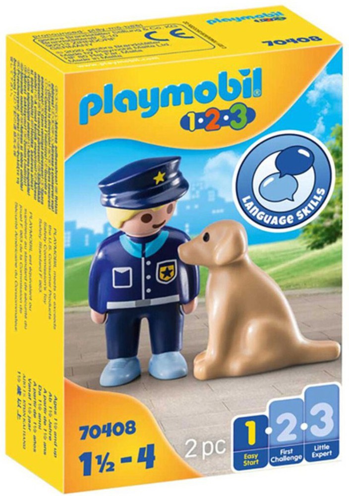 Playset警察与狗1轻松起动器Playmobil 70408（2个PC）