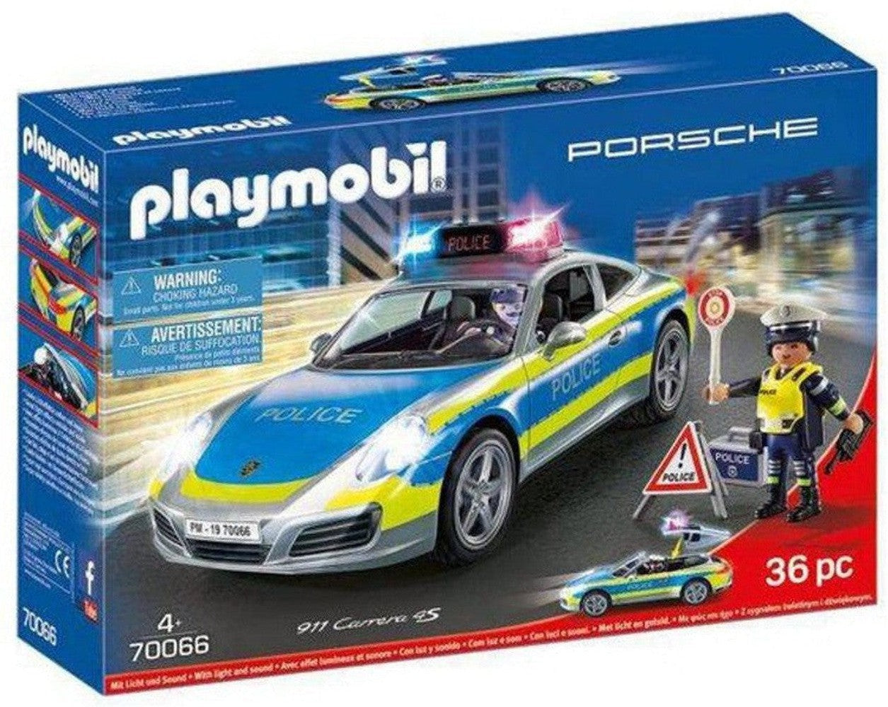 Playset Porsche 911 Carrera 4s Police Playmobil 70066 (36 PC)