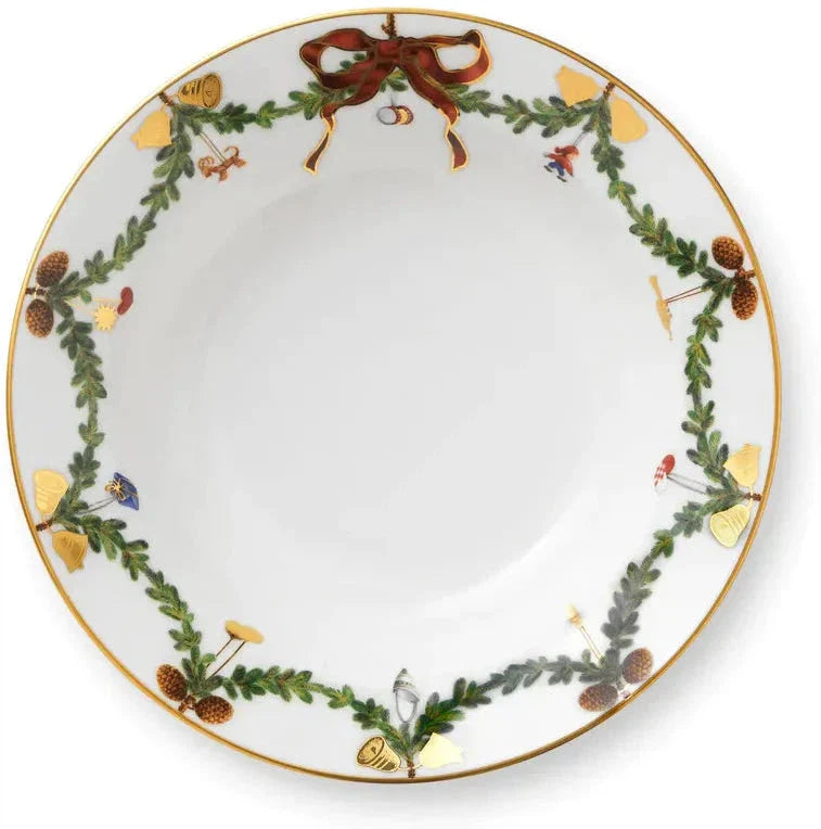 Royal Copenhagen Star Fluted Christmas Deep Plate, 17cm