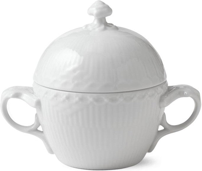 Royal Copenhagen White Fluted Half Lace Sugar Bowl, 20cl