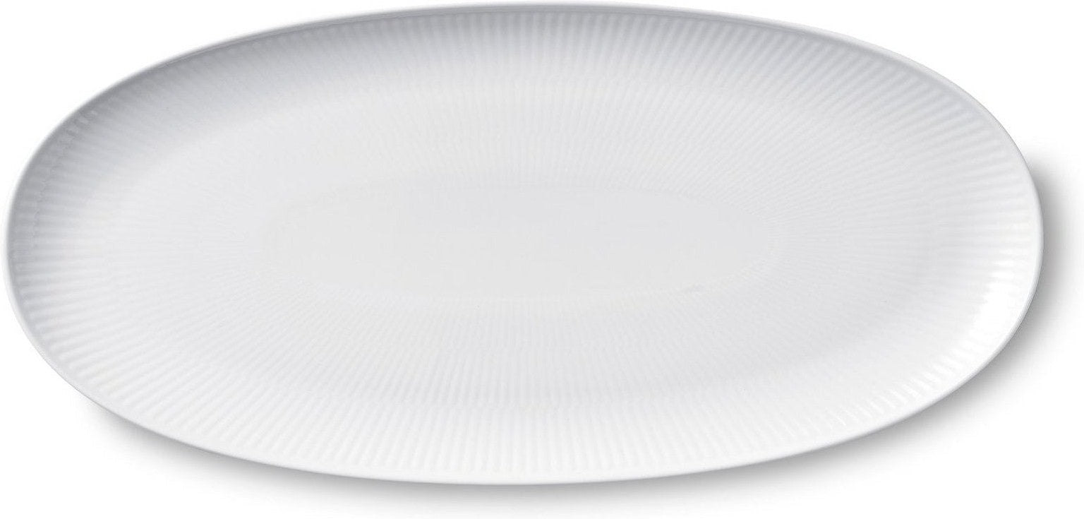 Royal Copenhagen Plaque de service ovale blanc cannelé, 37 cm