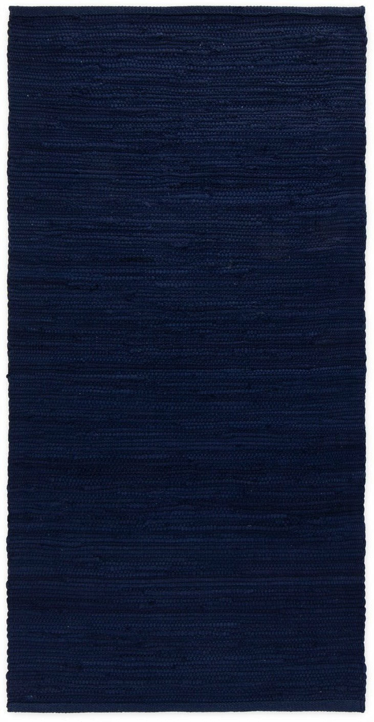 Rug Solid Coton tapis profond océan bleu, 140 x 200 cm