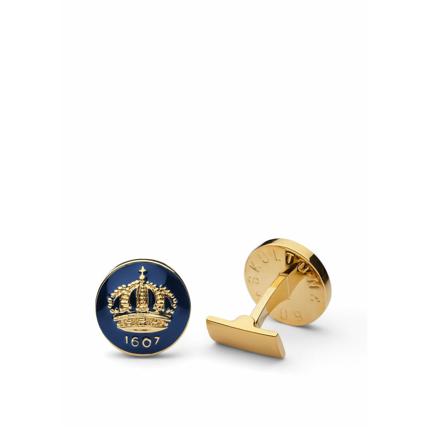 [product_category]-Skultuna Crown Gold Cufflink ø1,7 Cm, Royal Blue-Skultuna-7340037801854-920-B-SKU-1