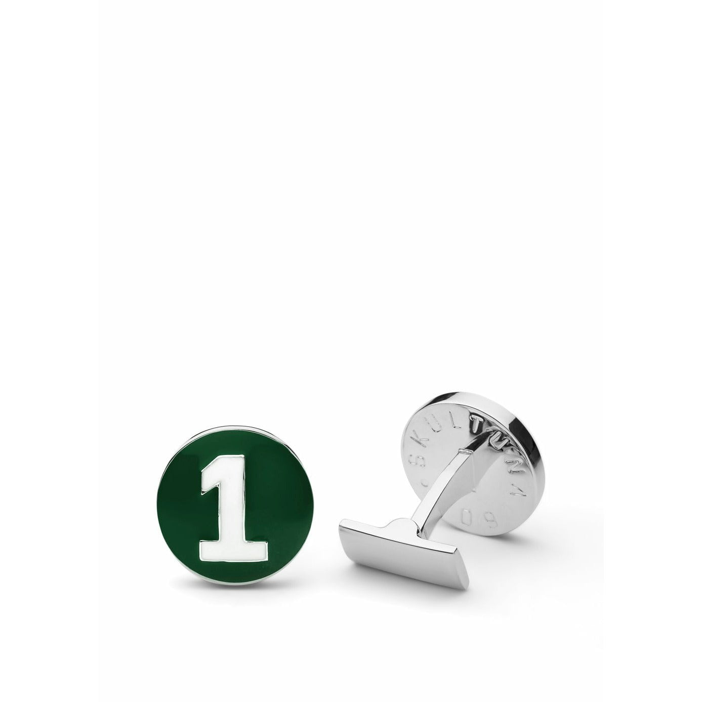 [product_category]-Skultuna The Racer Cufflink ø1,7 Cm, Green/White-Skultuna-7340037804206-938-RG-SKU-1