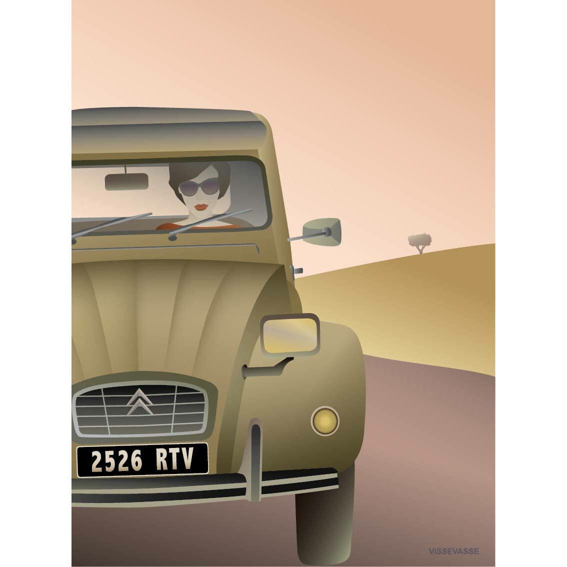 Vissevasse 2 CV Citroen -plakat, 30 x40 cm