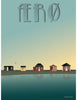 Vissevasse ærø Beach Huts Poster, 15 x21 cm