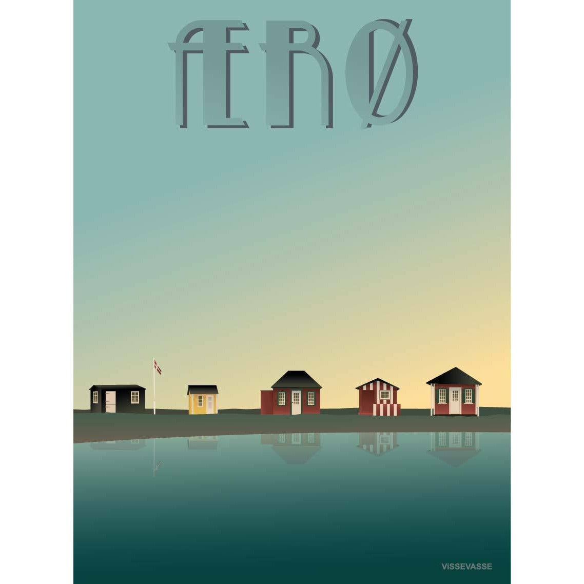 Vissevasse ærø beach huts poster, 30 x40 cm