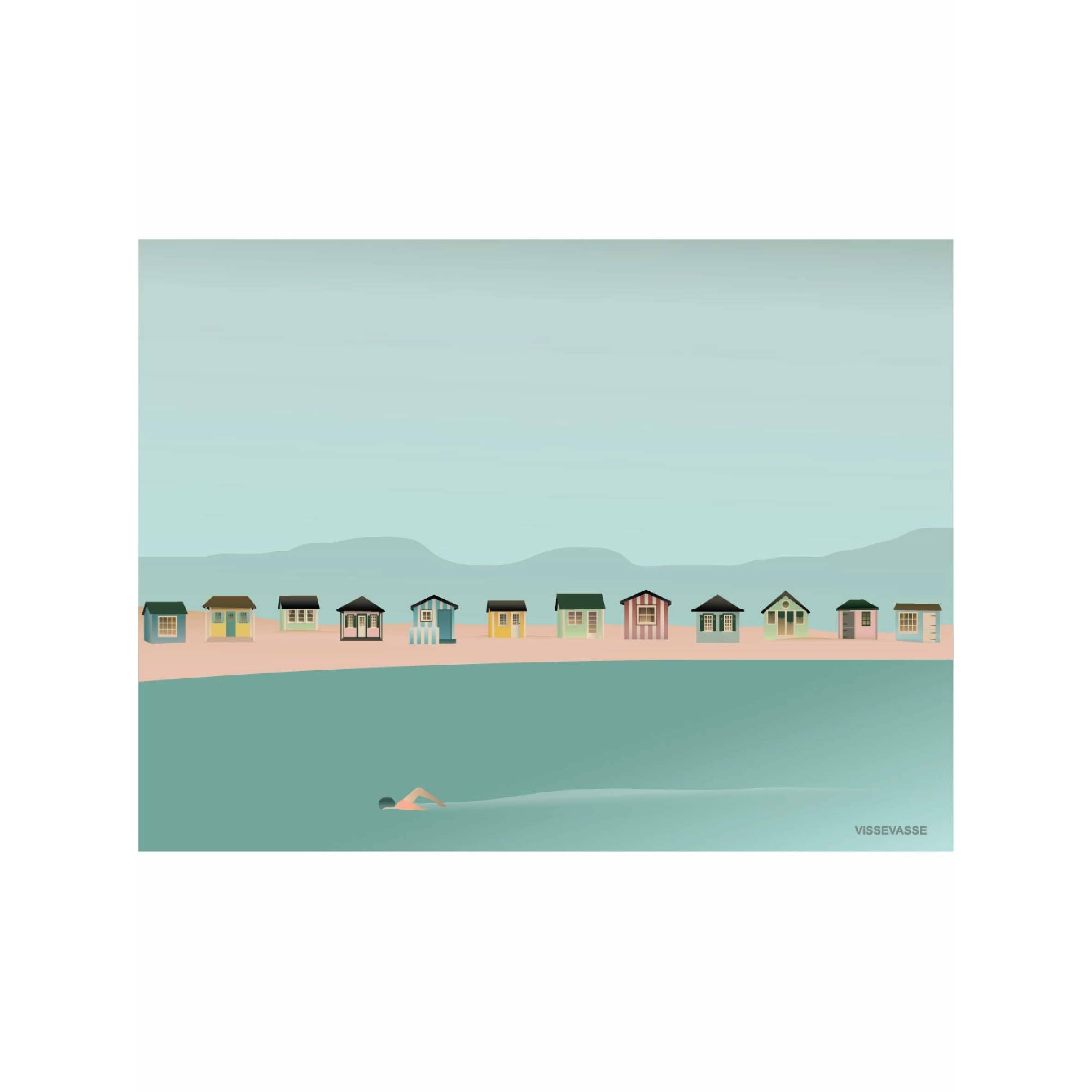 Cartel de la costa de Vissevasse Beach Hut, 30 x40 cm