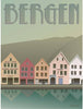 Poster  Bergen Bryggen 15 x21 cm