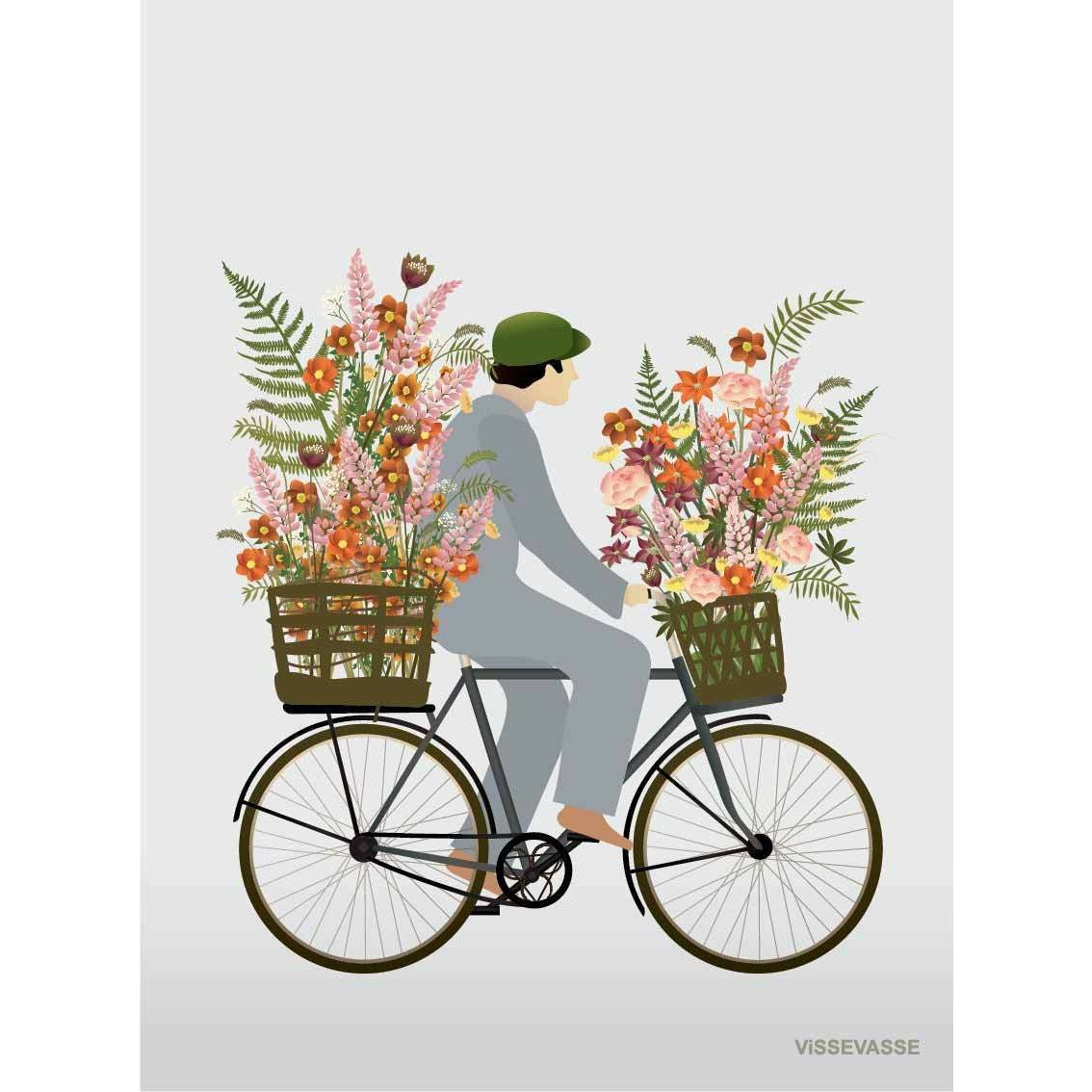 Vissevasse Cykel med blomsterkort, A7