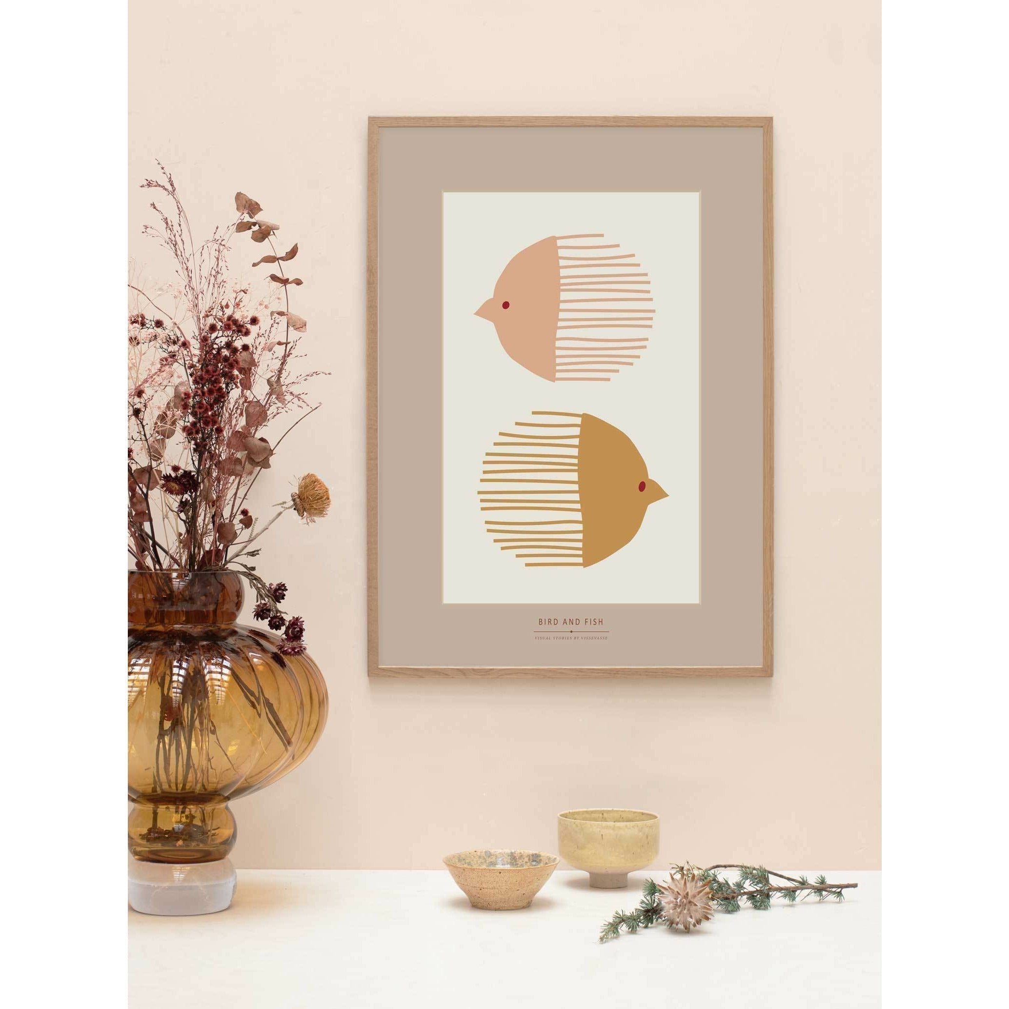 Vissevasse Bird and Fish Poster, 30 x40 cm