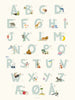  Affiche bleu danois alphabet 50x70 cm