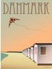 Vissevasse Affiche de Danemark Beach Houses, 15 x21 cm