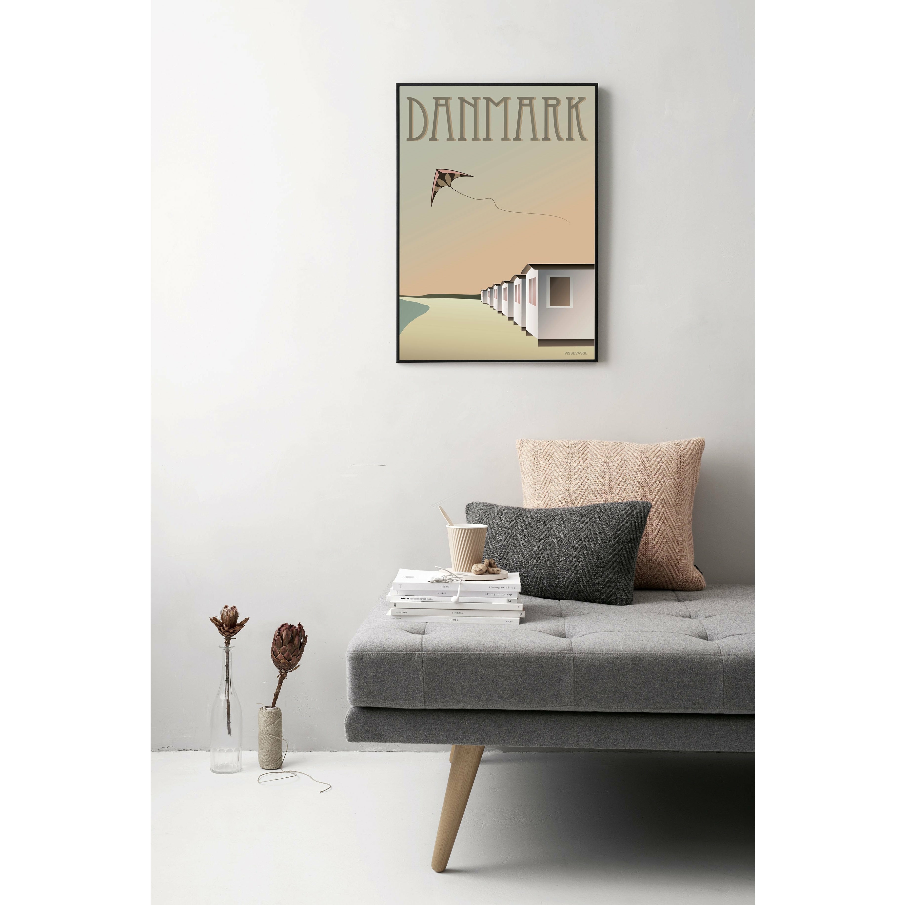 Vissevasse Danmark Beach Houses Poster, 30 x40 cm