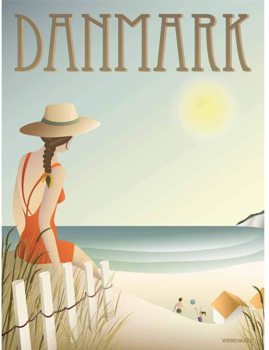 Vissevasse Affiche de la plage du Danemark, 15 x21 cm